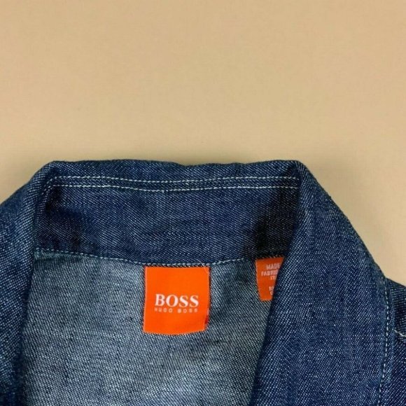 Hugo Boss Orange Buttoned Blue Jean Jacket Size SM Blue - Picture 1 of 5